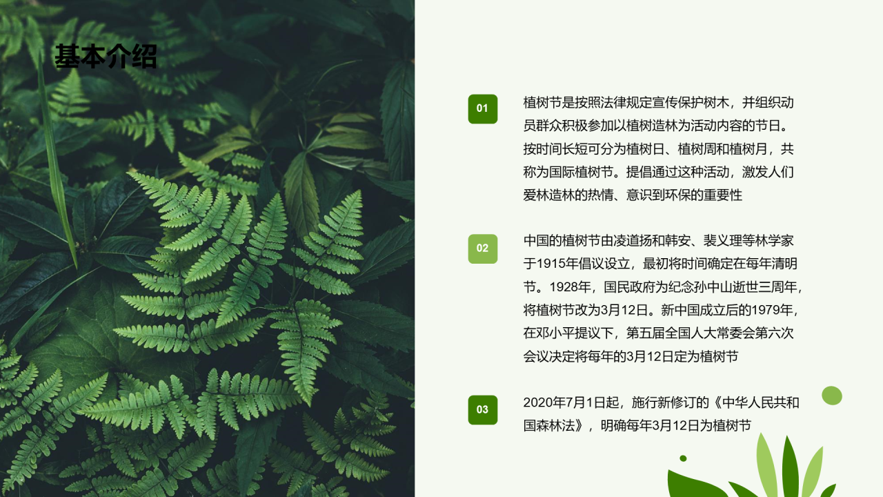 绿色简约扁平植树节节日科普PPT