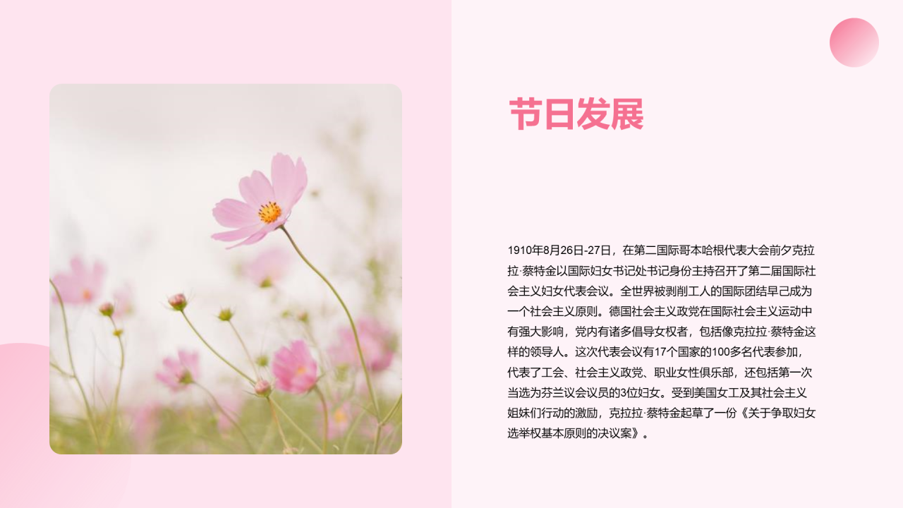 粉色商业现代38妇女节节日科普介绍PPT