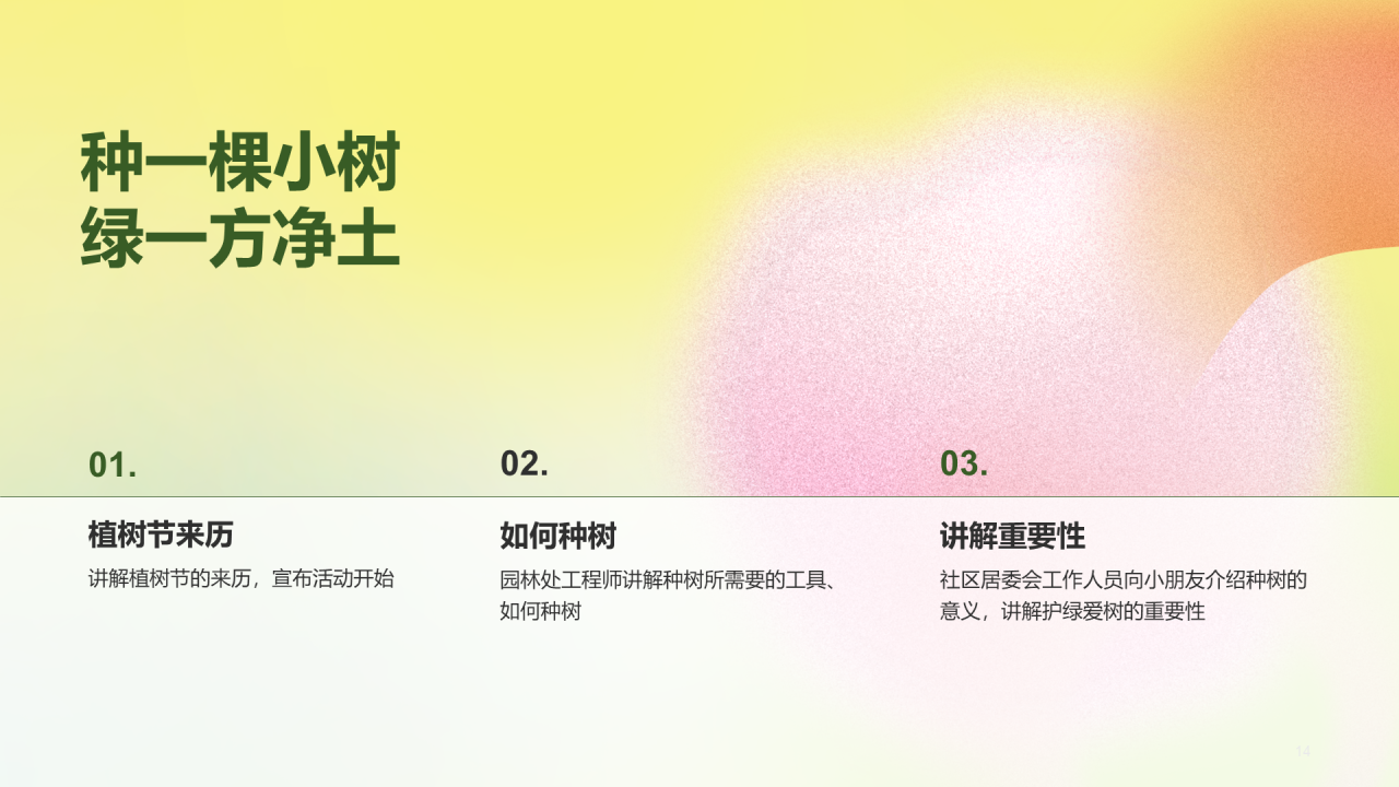 黄色渐变郁金香植树节活动策划PPT