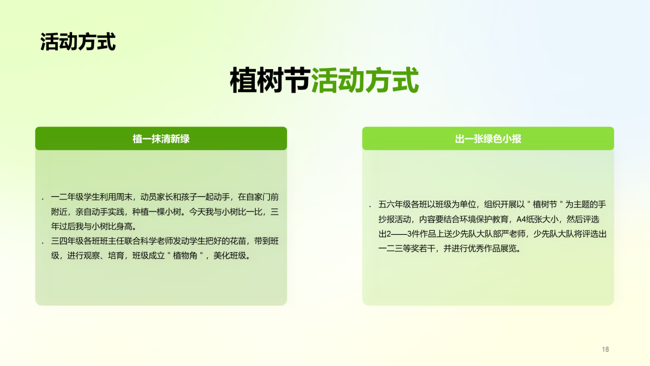绿色插画植树节营销策划PPT