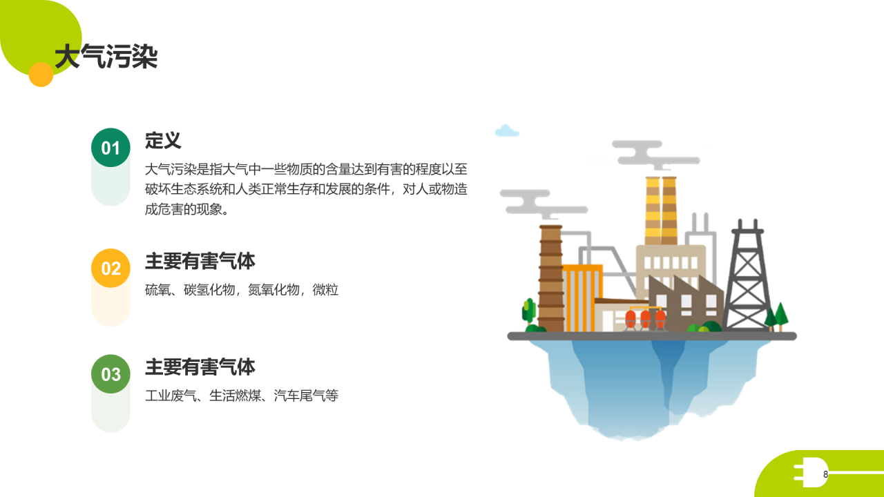 绿色扁平简约保护环境主题教育PPT