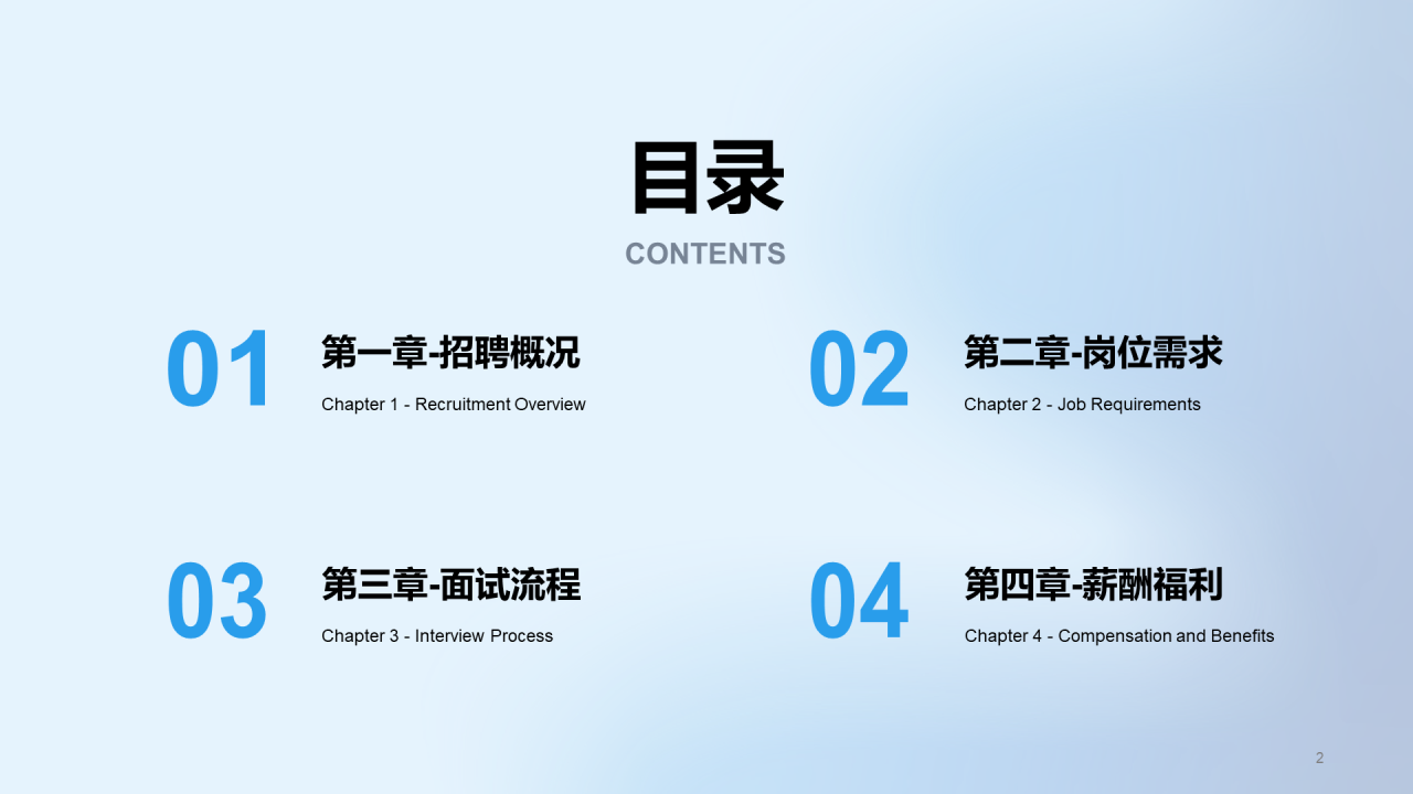 蓝色简约扁平渐变春季校园招聘多岗位宣讲企业招聘PPT