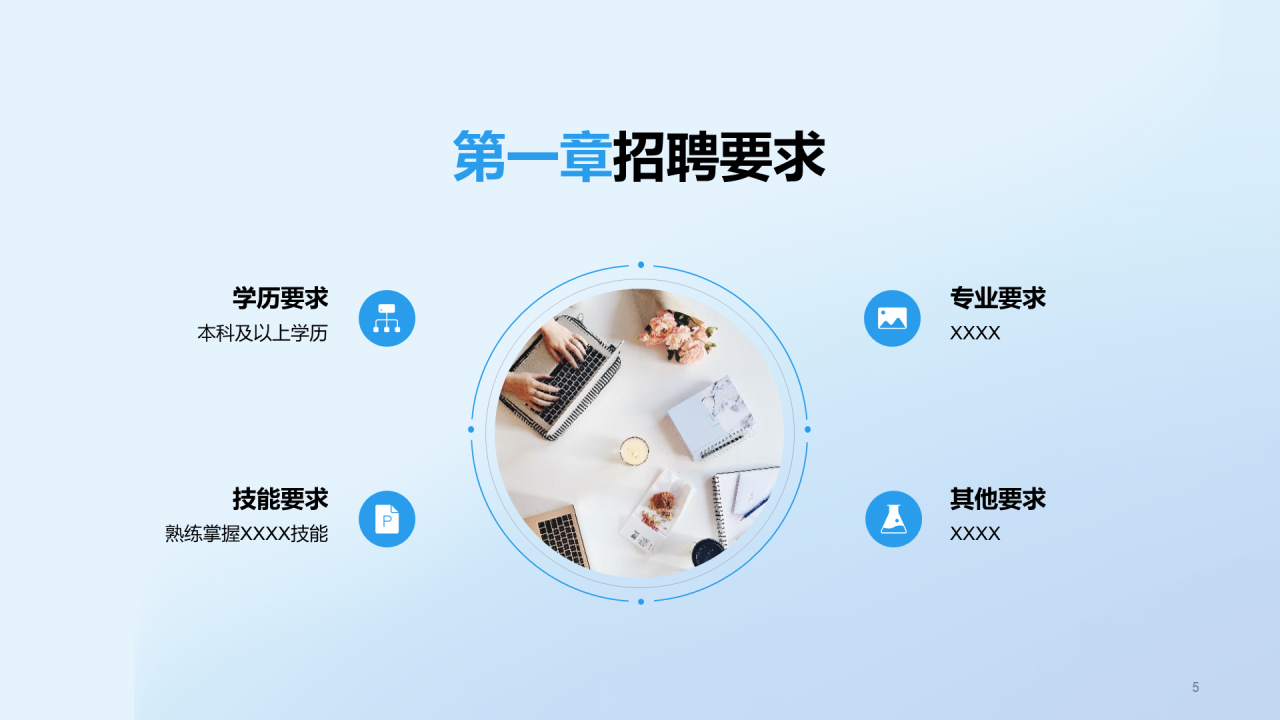 蓝色简约扁平渐变春季校园招聘多岗位宣讲企业招聘PPT