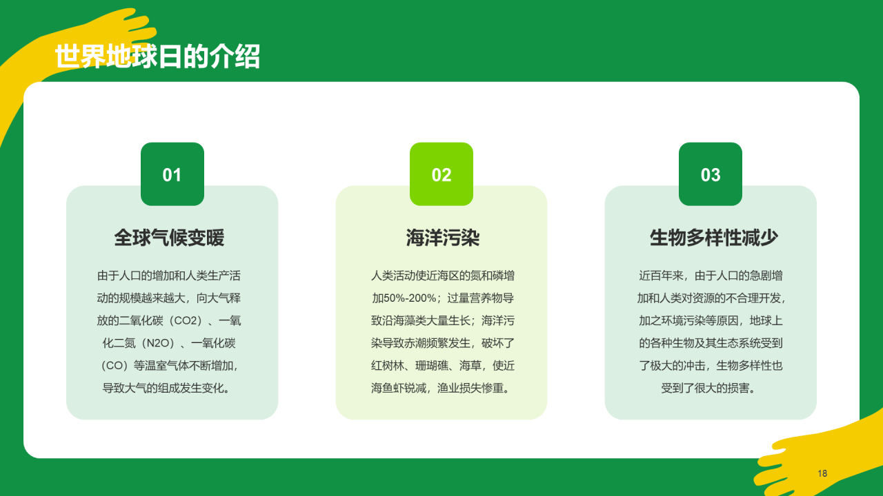 绿色扁平插画简约保护环境人人有责主题教育PPT