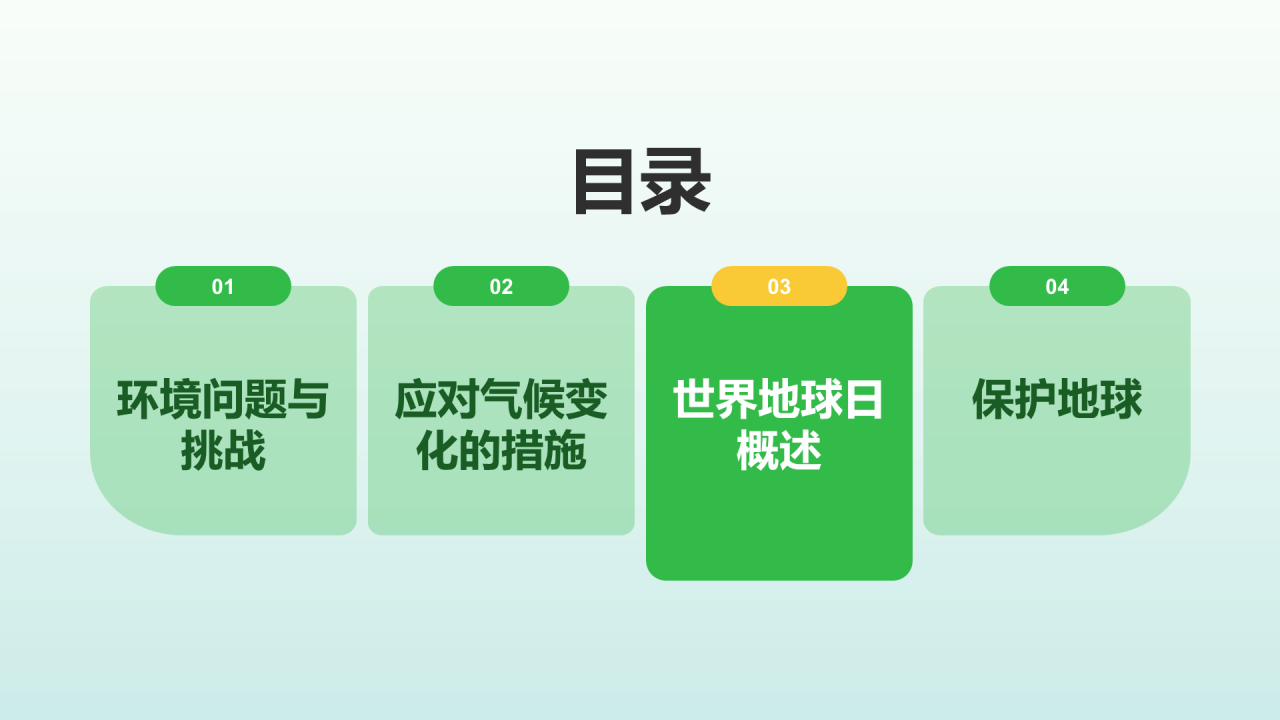 绿色插画风世界地球日科普PPT