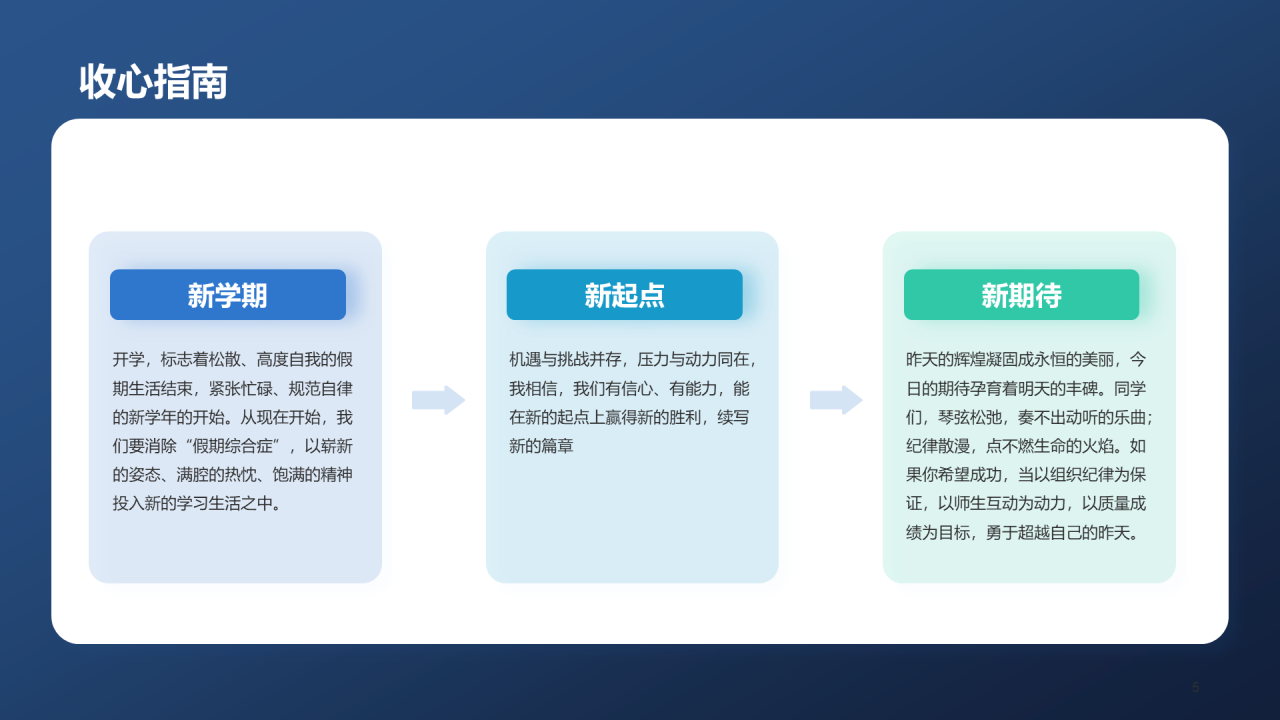 蓝色创意小学新学期开学第一课PPT