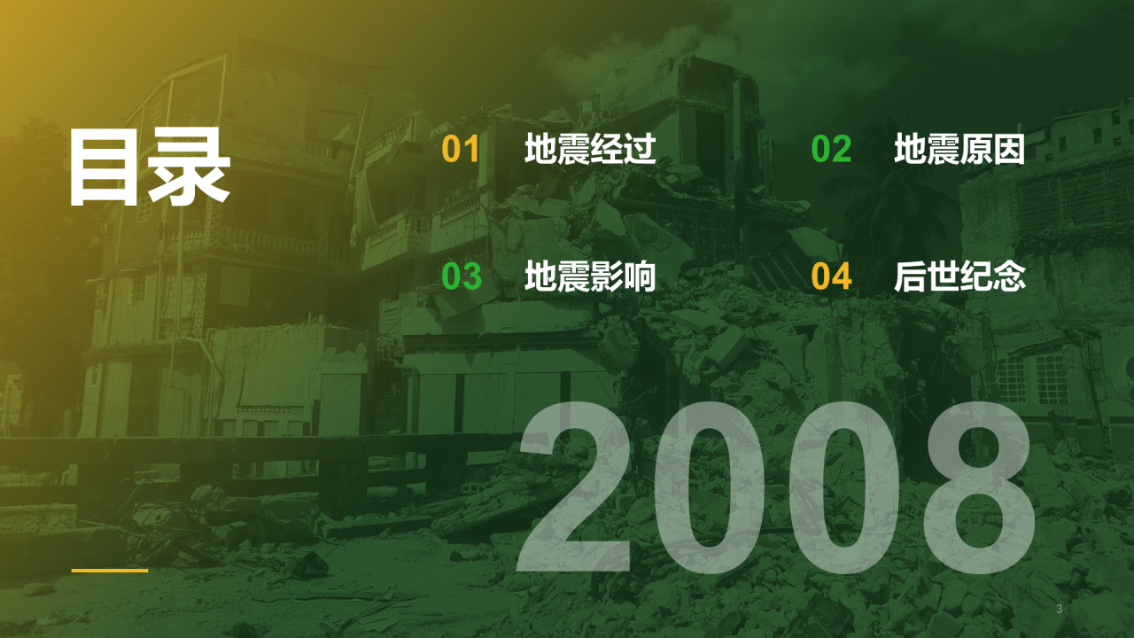 黄蓝色汶川地震15周年祭PPT