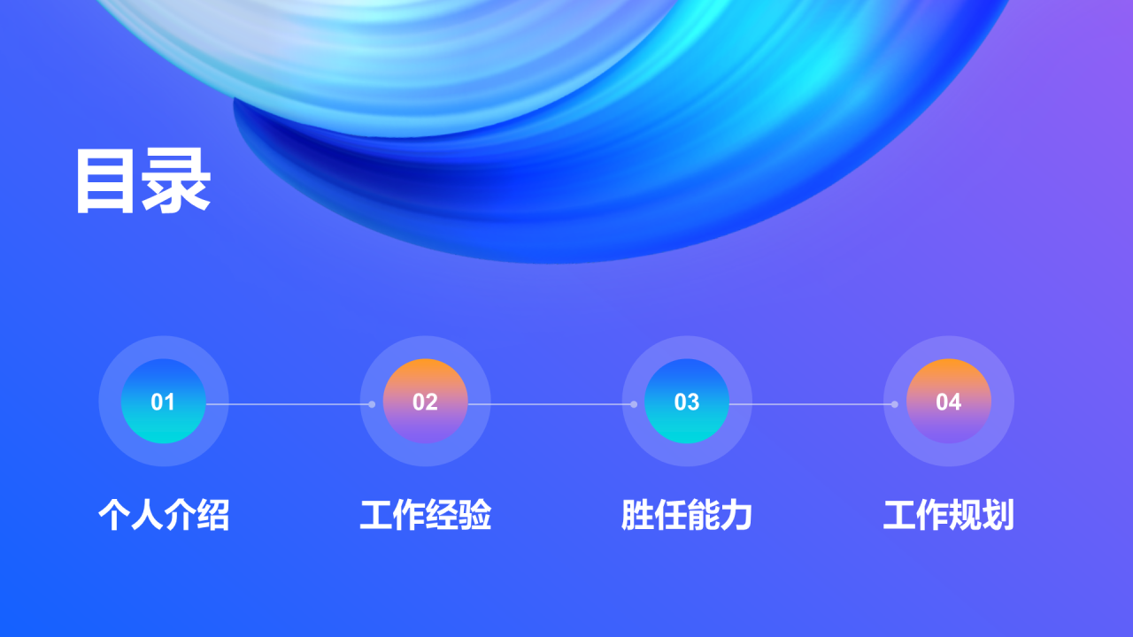 蓝色渐变创意流体教育培训竞聘述职PPT