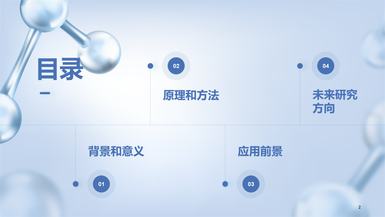 蓝色创意3D分子医学毕业答辩PPT