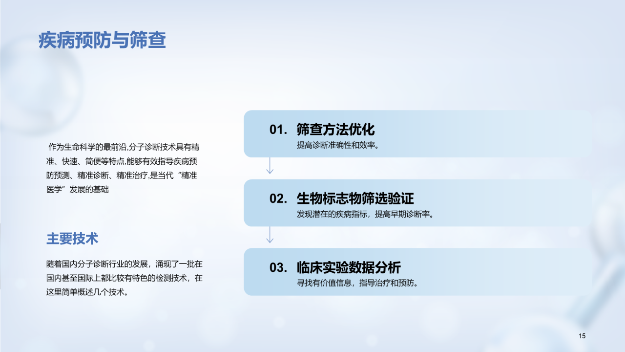 蓝色创意3D分子医学毕业答辩PPT
