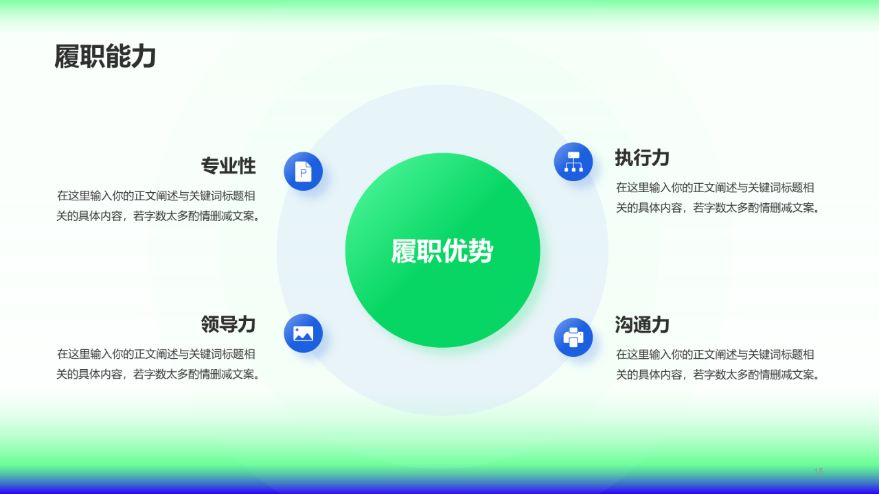 蓝绿渐变创意酷炫竞聘述职PPT
