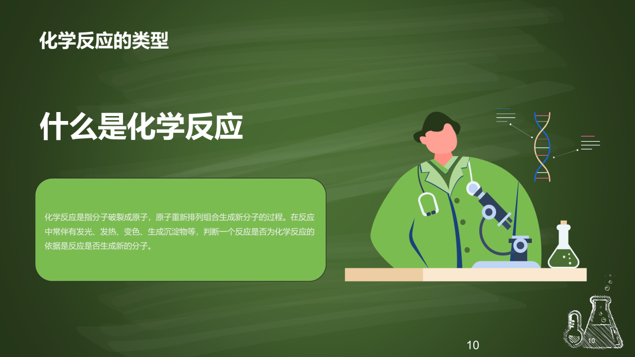 绿色插画探索化学世界主题班会PPT