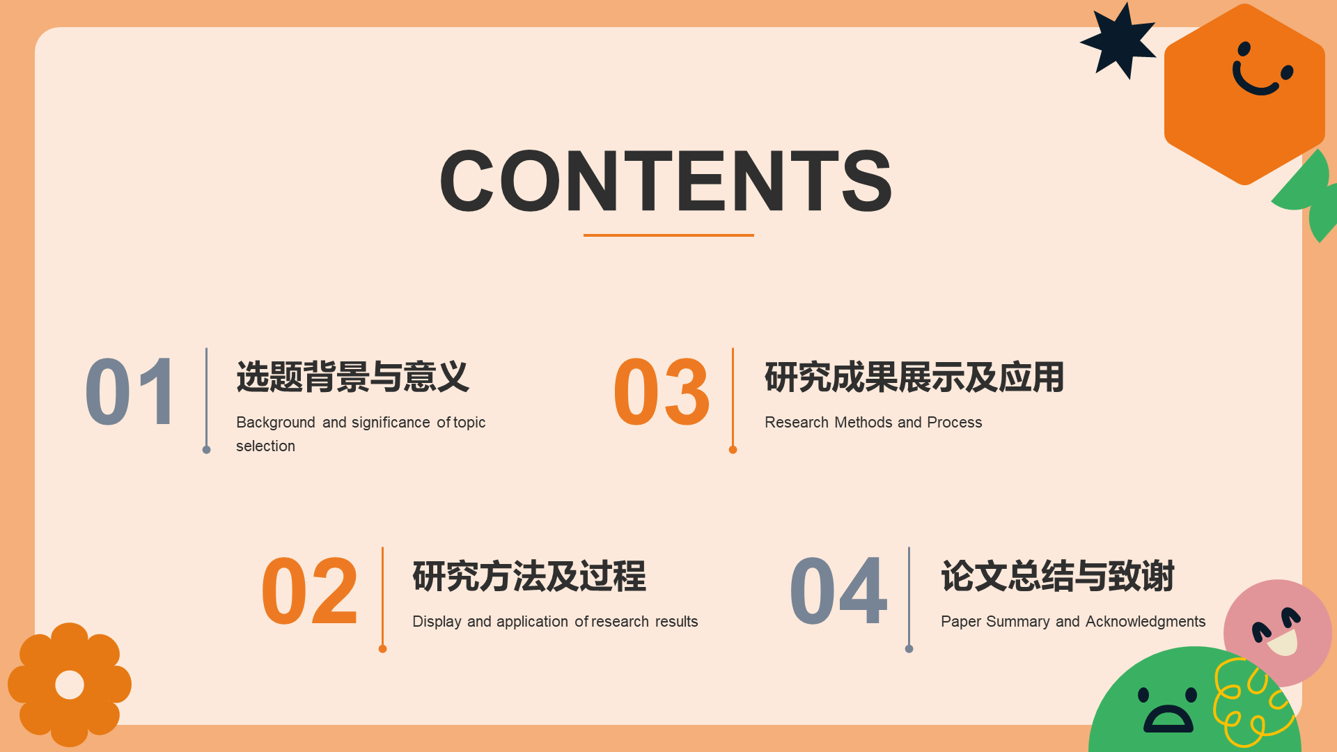 橙色扁平毕业答辩通用PPT