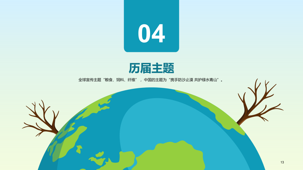 蓝色环保科普世界防止荒漠化日PPT