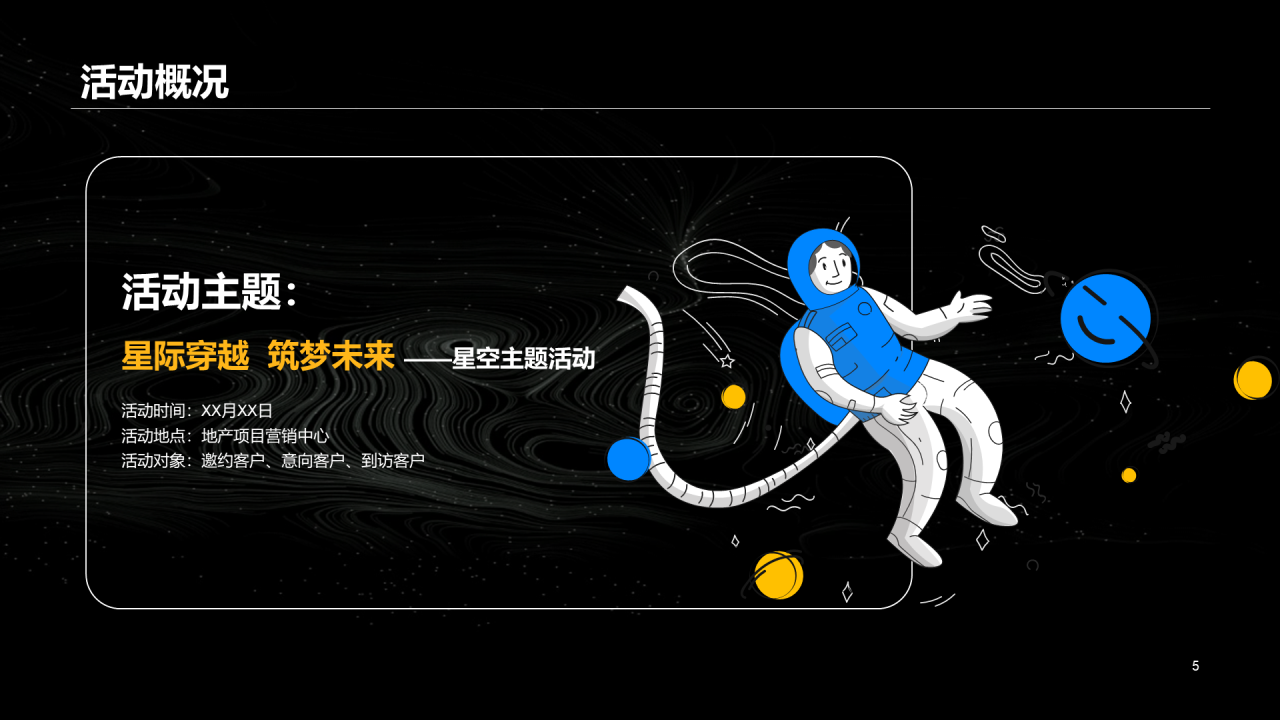 黑色创意星空主题暖场活动PPT