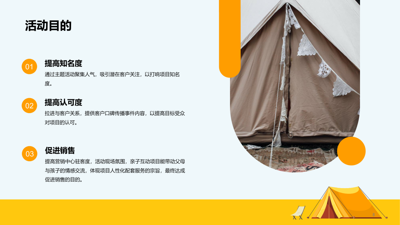 黄色夏日城市天台露营嘉年华主题活动PPT
