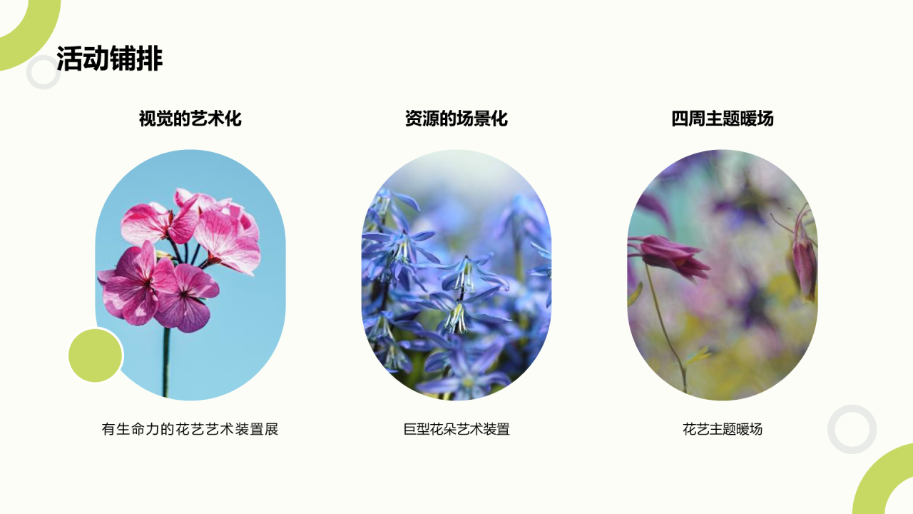 绿色花young世界主题暖场活动方案PPT