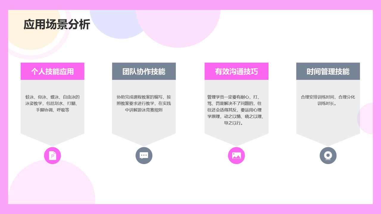 粉紫色卡通游泳教练技能培训PPT