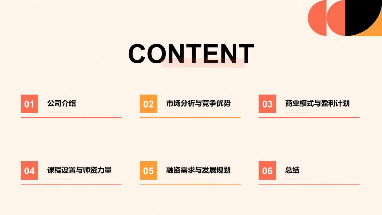 红色简约扁平学科辅导机构商业计划书PPT模板