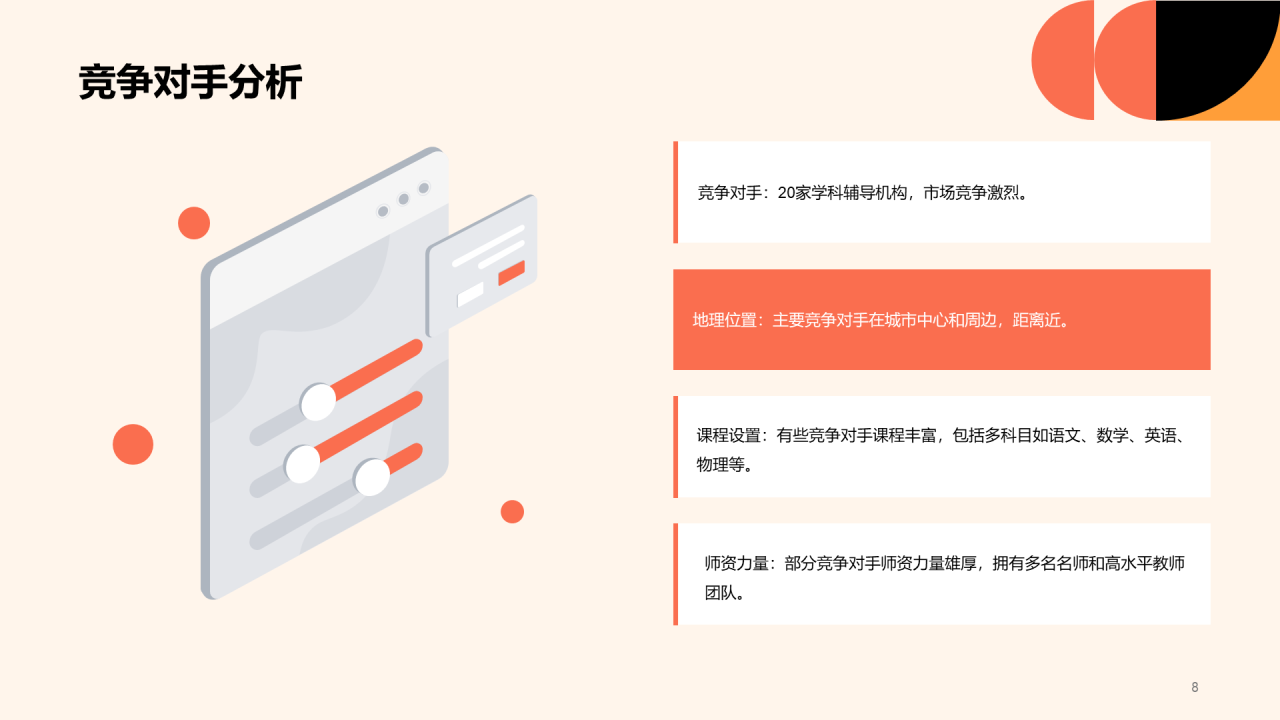 红色简约扁平学科辅导机构商业计划书PPT模板