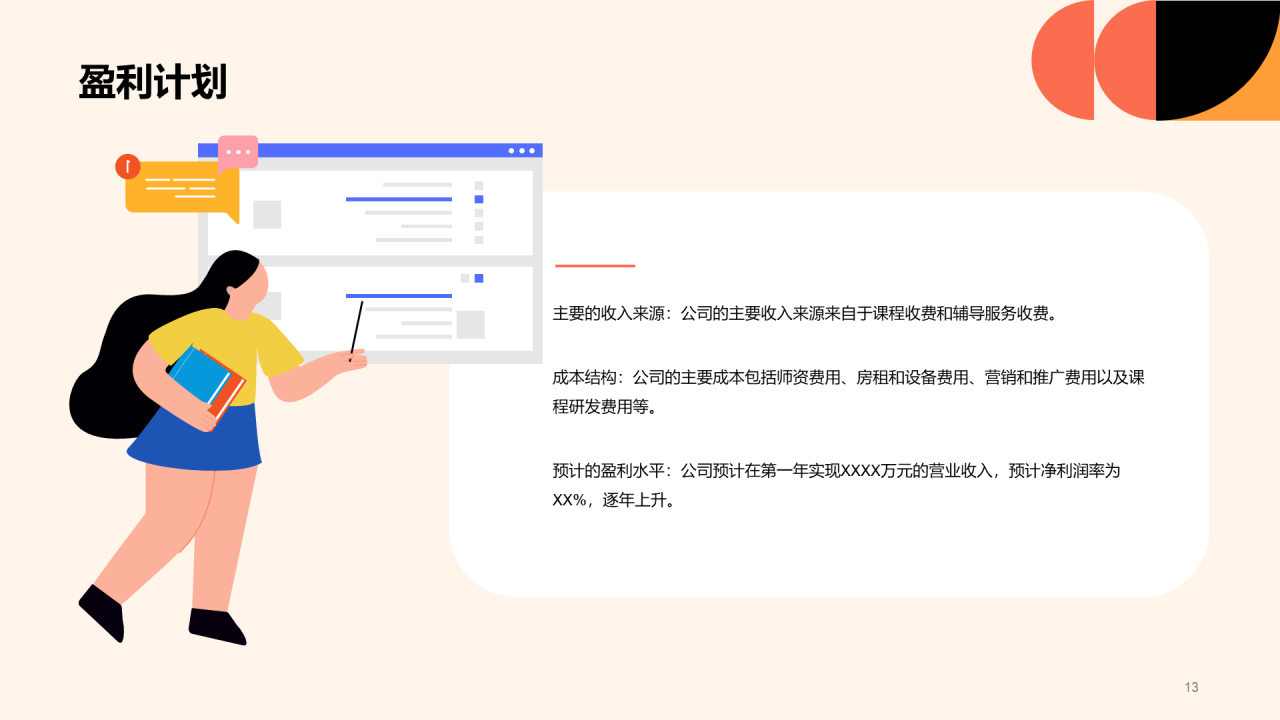 红色简约扁平学科辅导机构商业计划书PPT模板