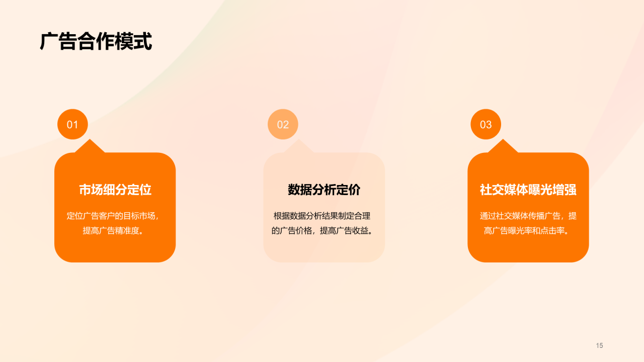 橙红色渐变新媒体公众号运营商业计划书PPT模板