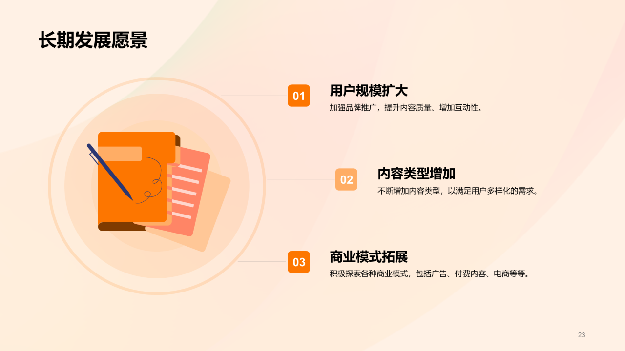 橙红色渐变新媒体公众号运营商业计划书PPT模板