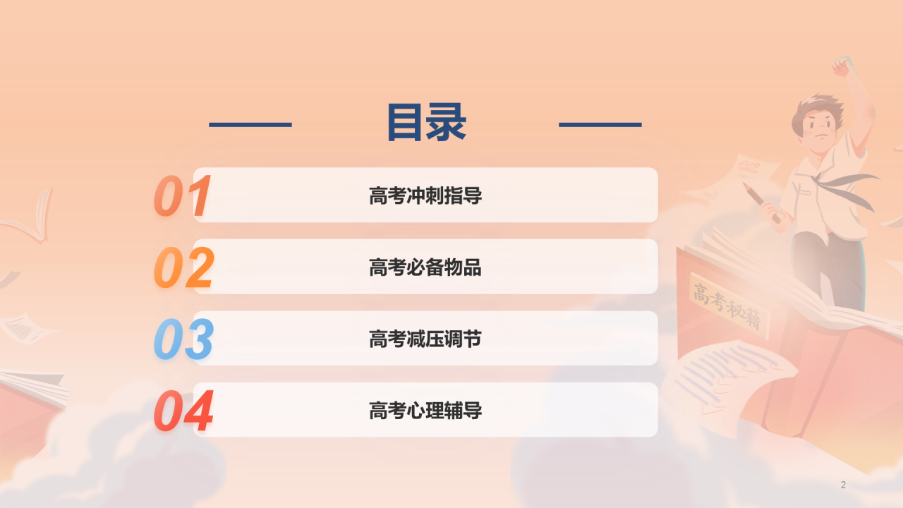 橙色插画高考必胜冲刺培训课件PPT