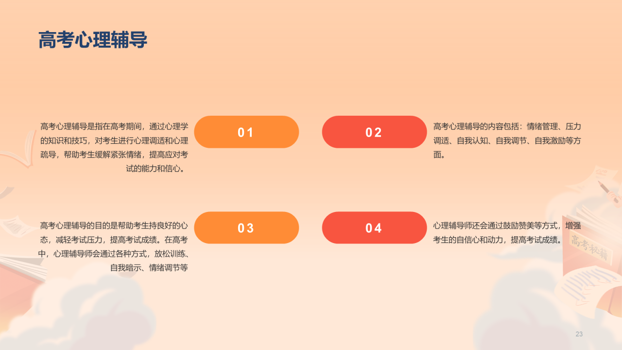 橙色插画高考必胜冲刺培训课件PPT