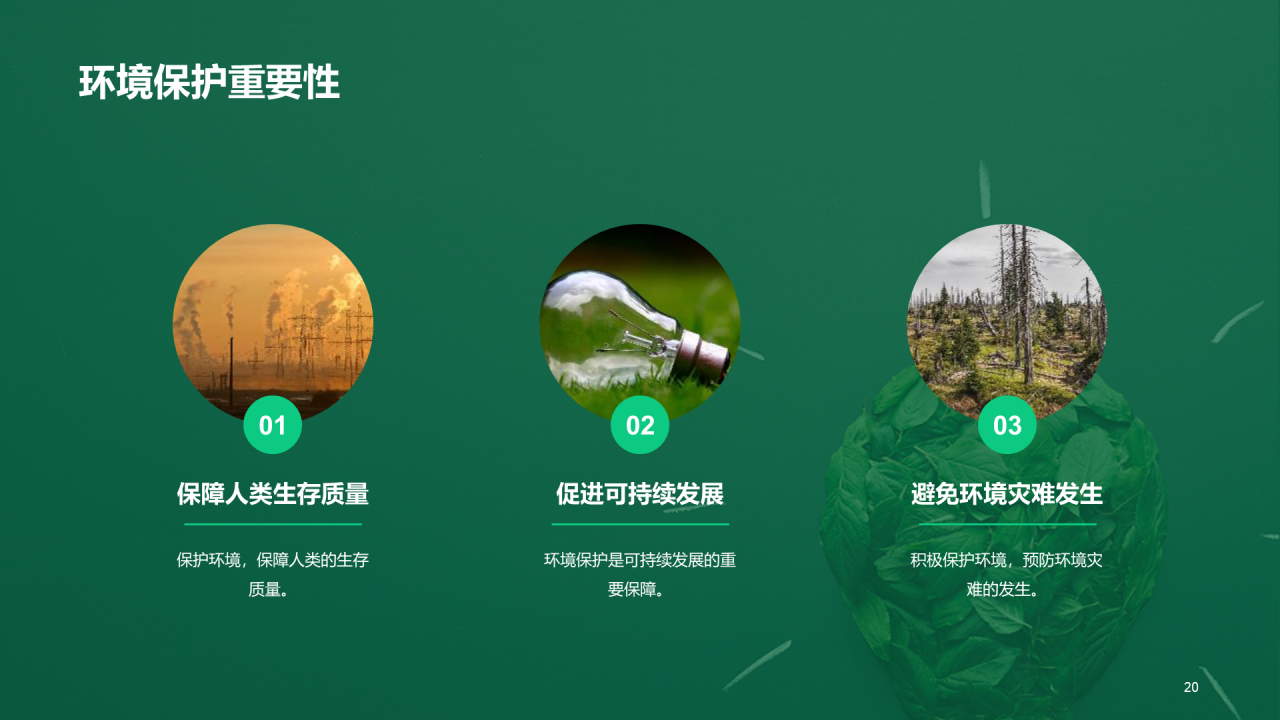 绿色创意环境保护教育培训PPT模板