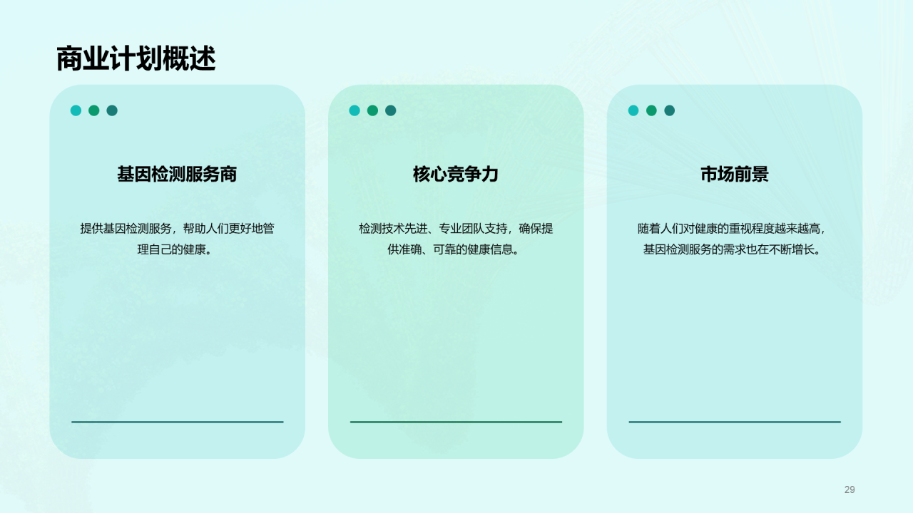 绿色创意基因检测服务商业计划书PPT模板