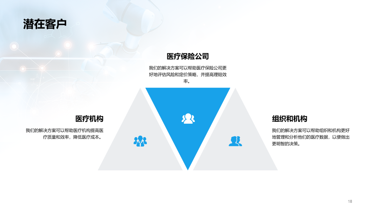 蓝色现代医疗数据挖掘创业计划书PPT模板