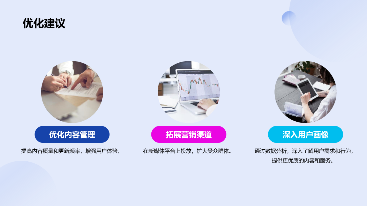 蓝红色简约内容营销年中工作总结PPT模板