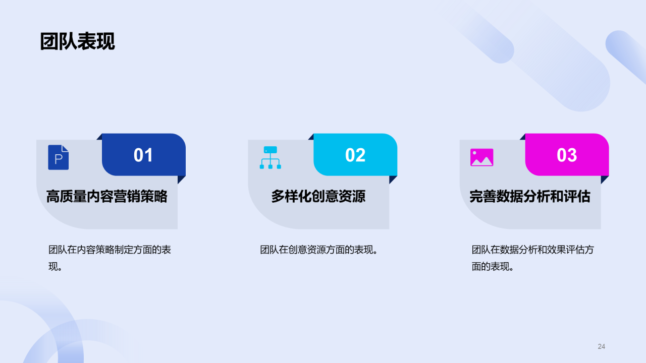 蓝红色简约内容营销年中工作总结PPT模板