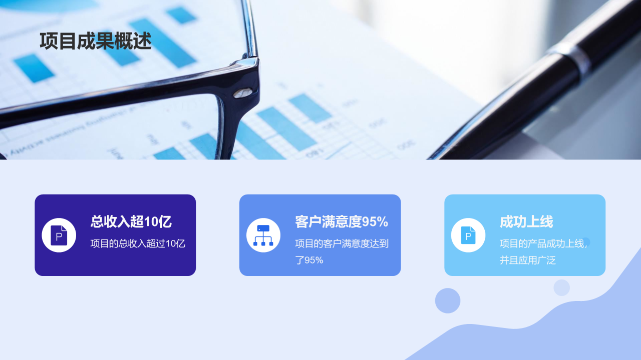 蓝色插画互联网年中工作总结PPT模板