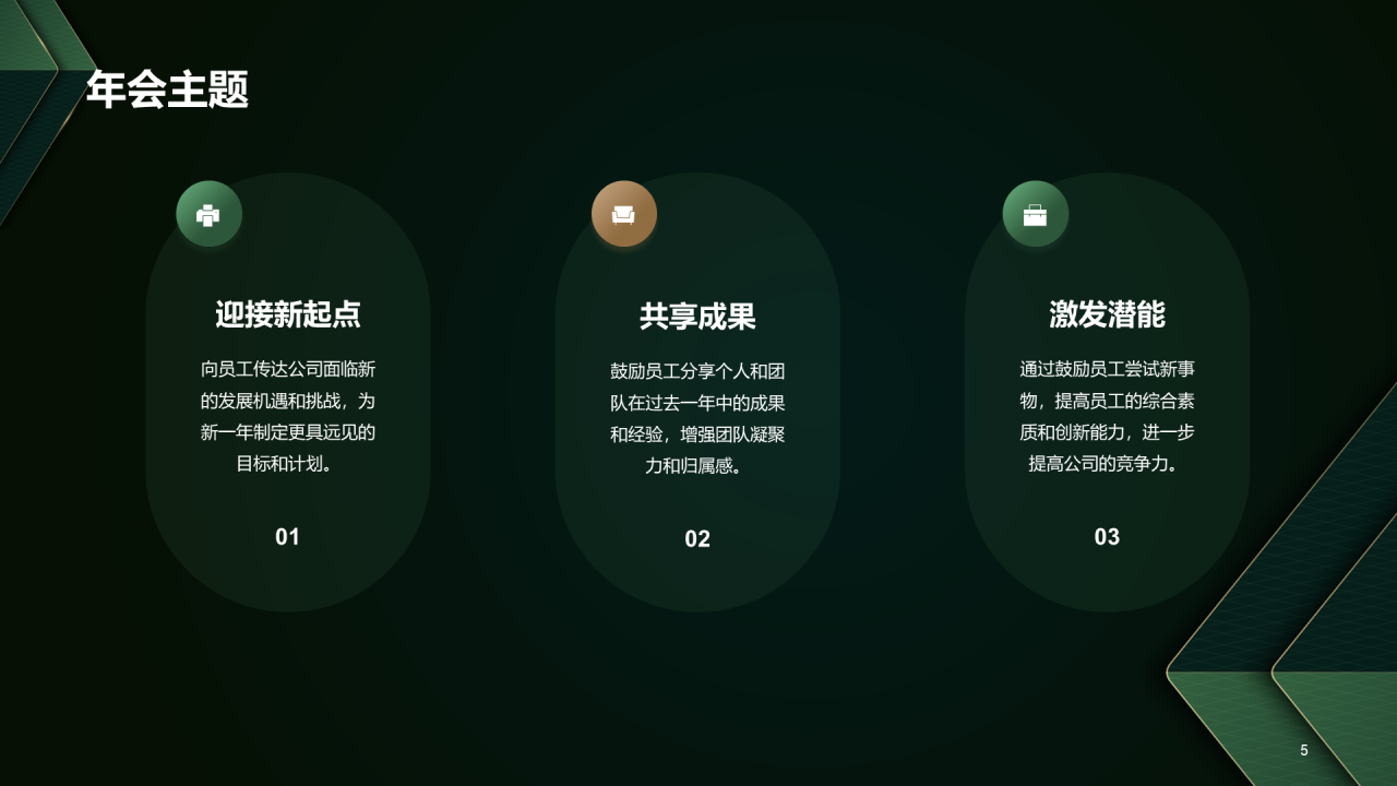墨绿色奢华通用行业公司年会发布会PPT模板