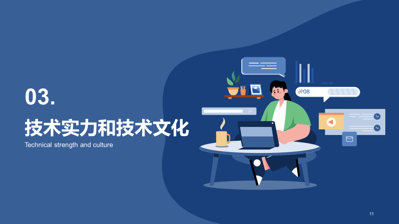 蓝色卡通插画技术团队负责人岗位竞聘PPT模板