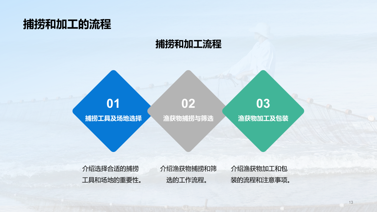 蓝色现代商务水产养殖技术科普PPT模板