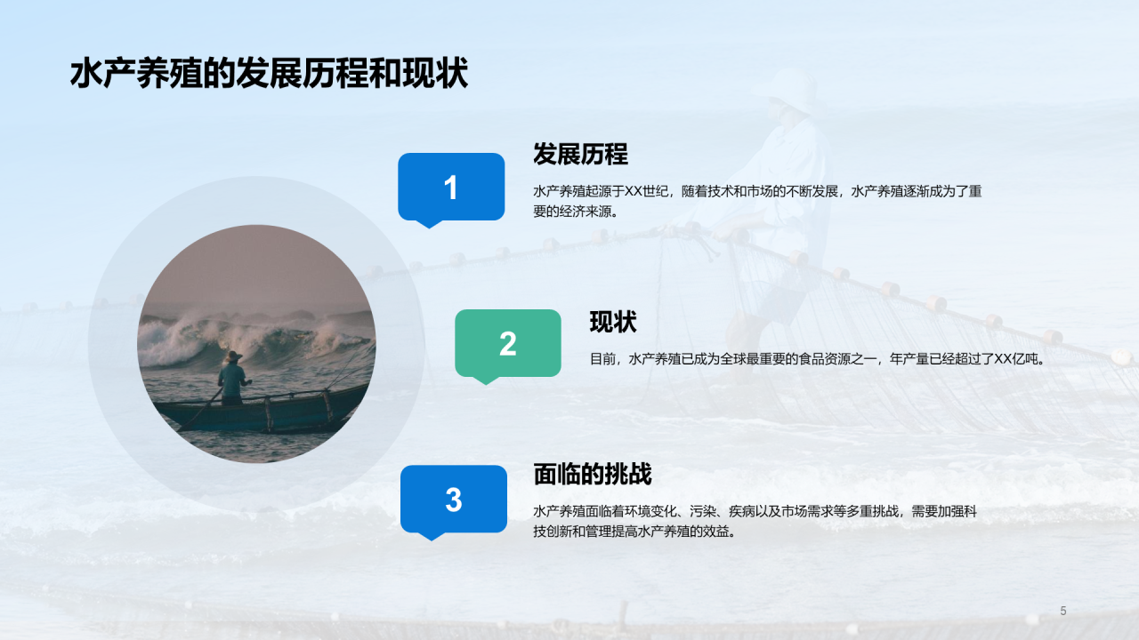 蓝色现代商务水产养殖技术科普PPT模板