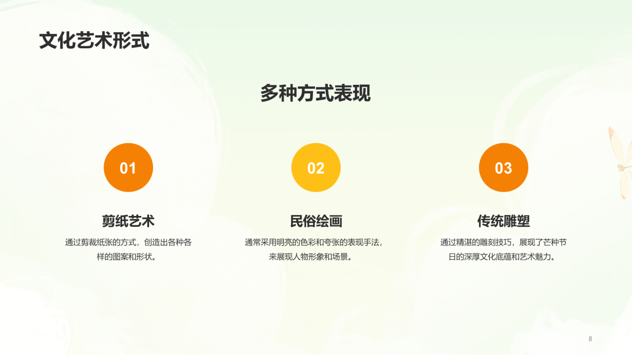 黄绿色插画芒种节气艺术展演活动PPT模板