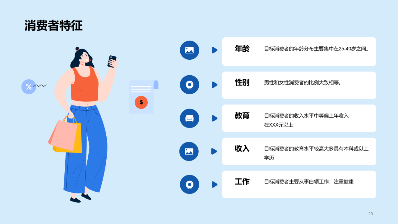 蓝色卡通插画市场调研活动PPT模板