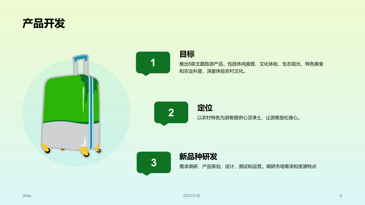 绿色简约旅游营销推广方案PPT模板