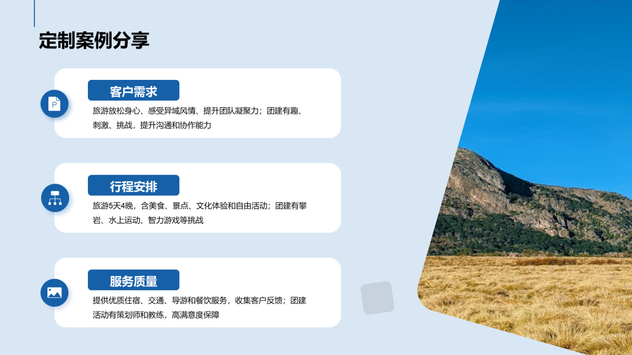 蓝色现代旅游定制服务营销策划PPT模板