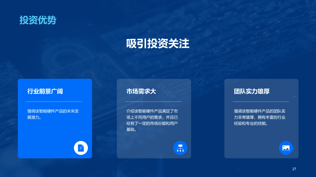 蓝色创意科技智能硬件商业计划书PPT模板