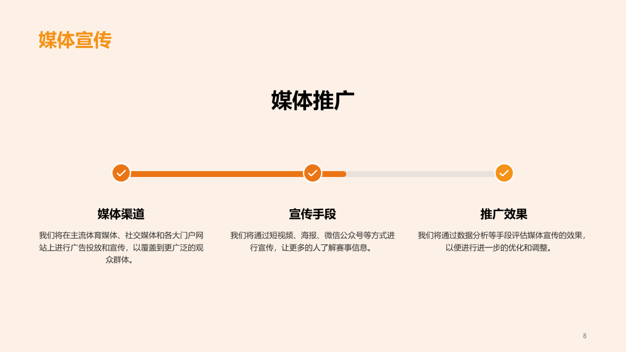 橙色商务现代体育赛事推广计划书PPT模板