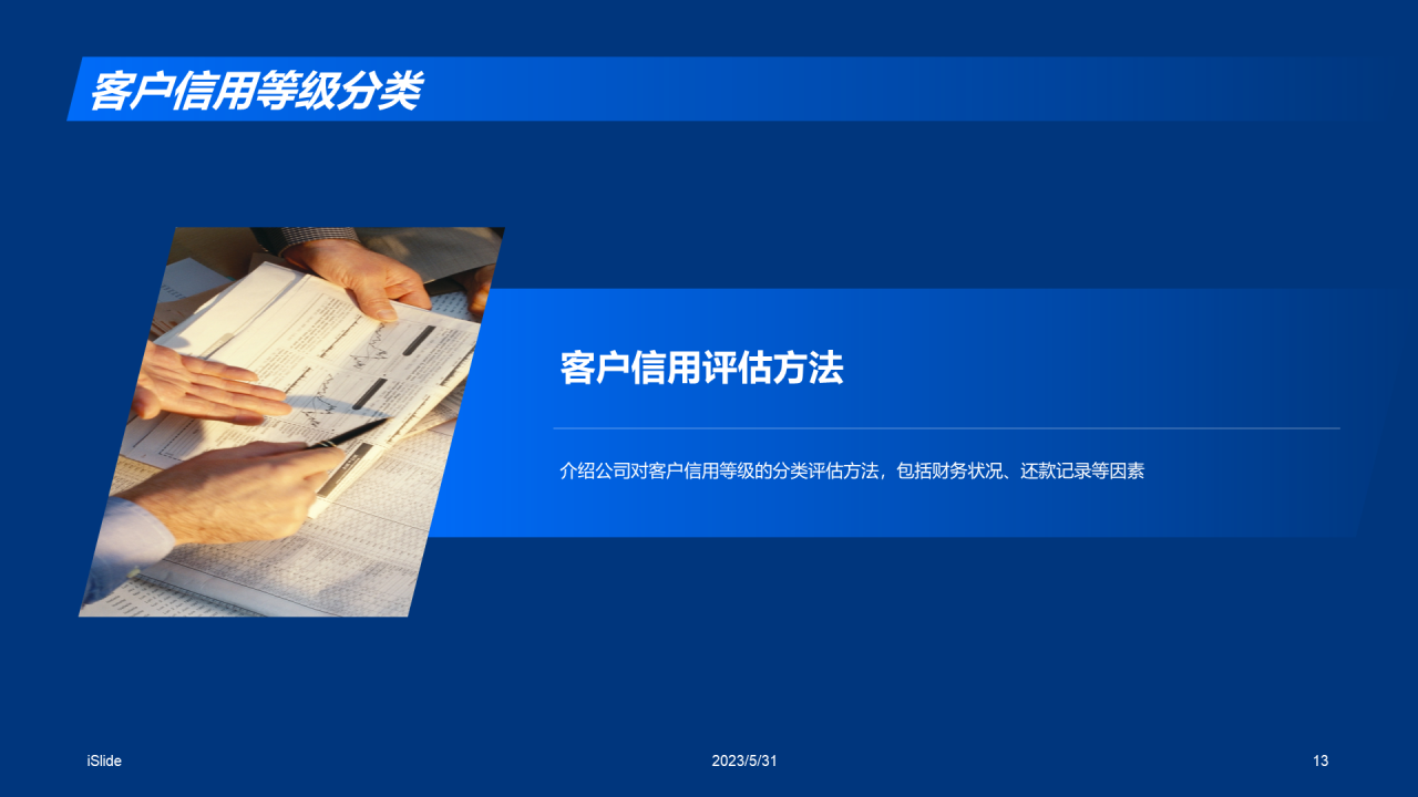 蓝色商务现代信贷风险评估研究报告PPT模板