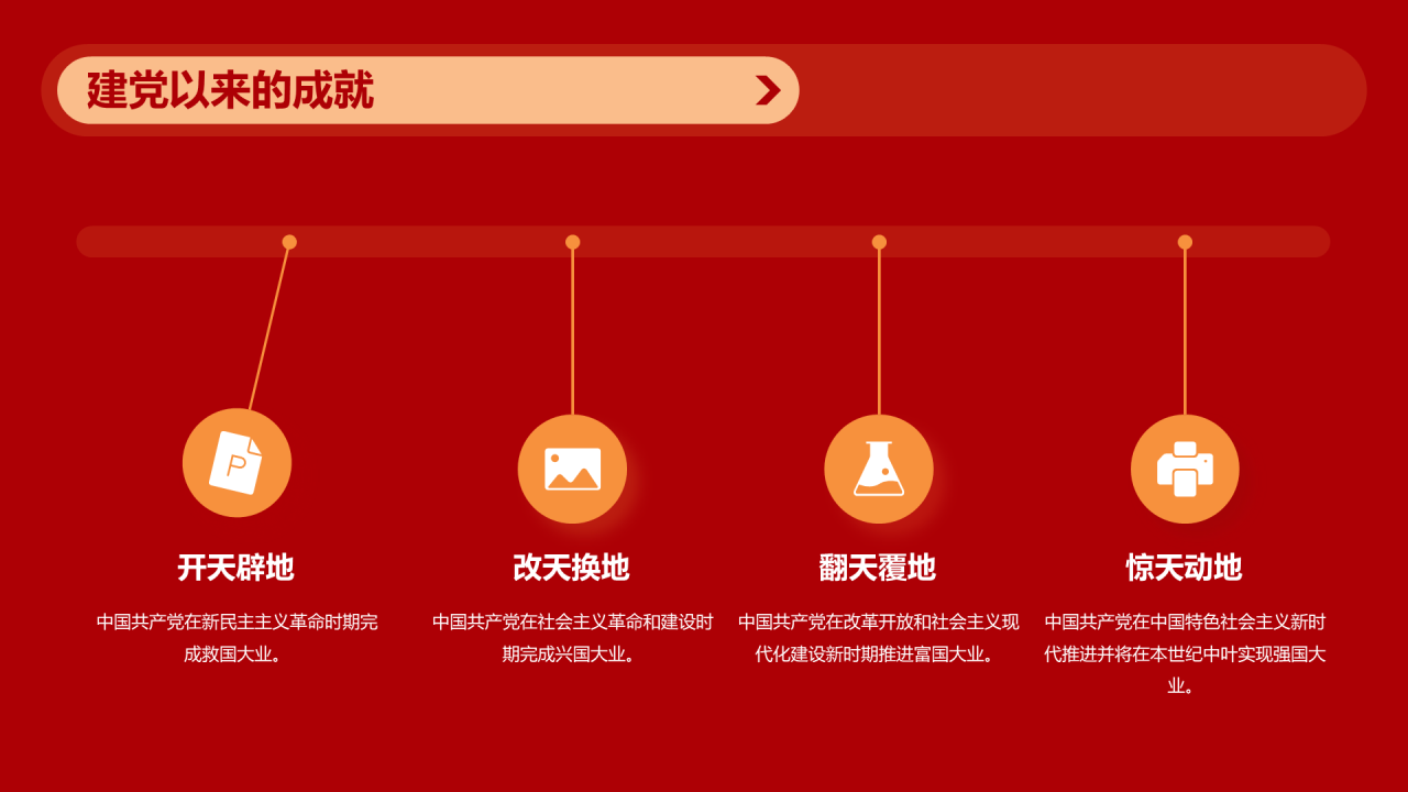 红色简约党政向伟大的党献礼PPT模板