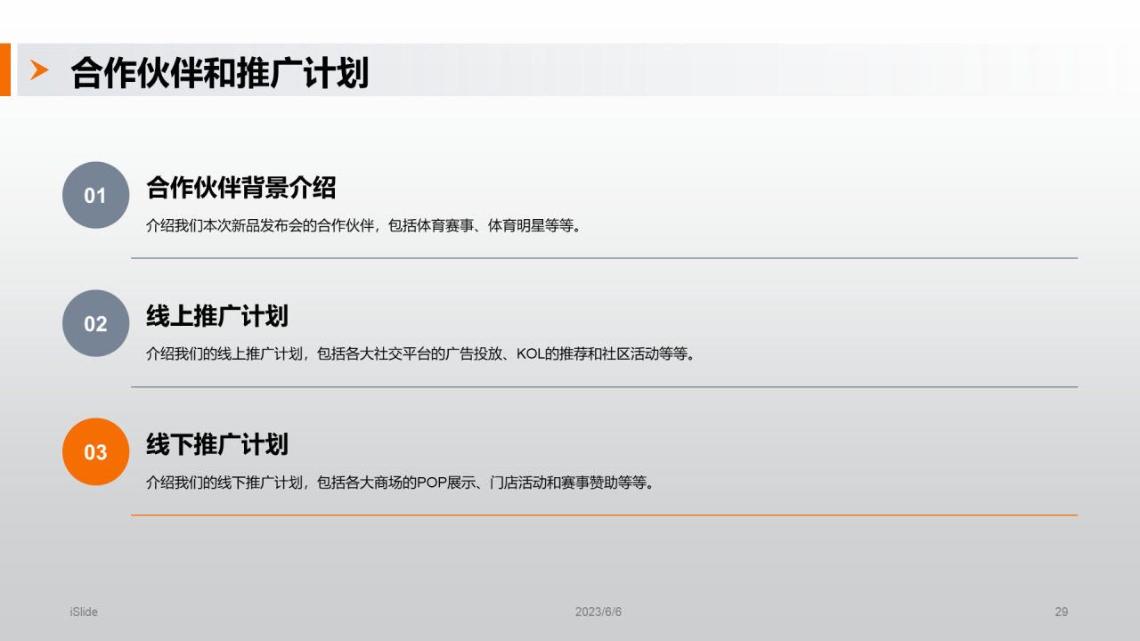 橙色现代商务体育用品营销推广PPT模板