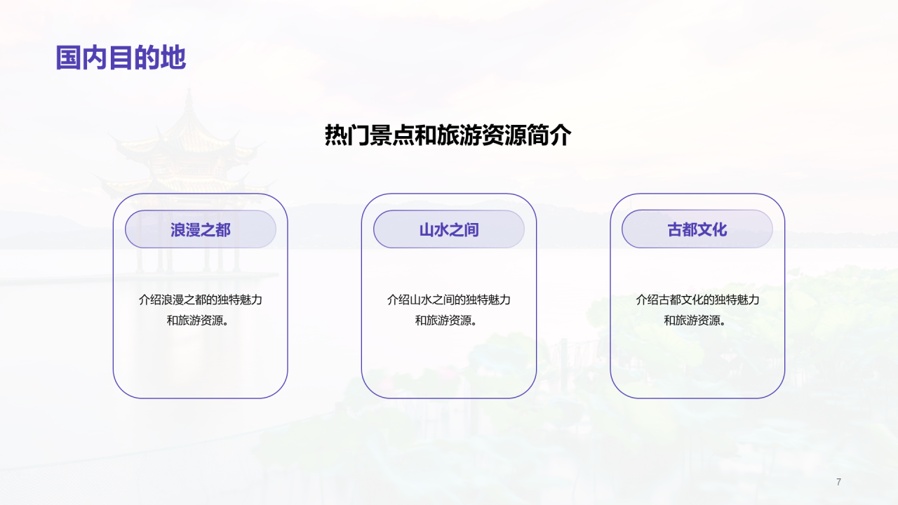 紫色商务现代旅行社产品推荐市场营销PPT模板