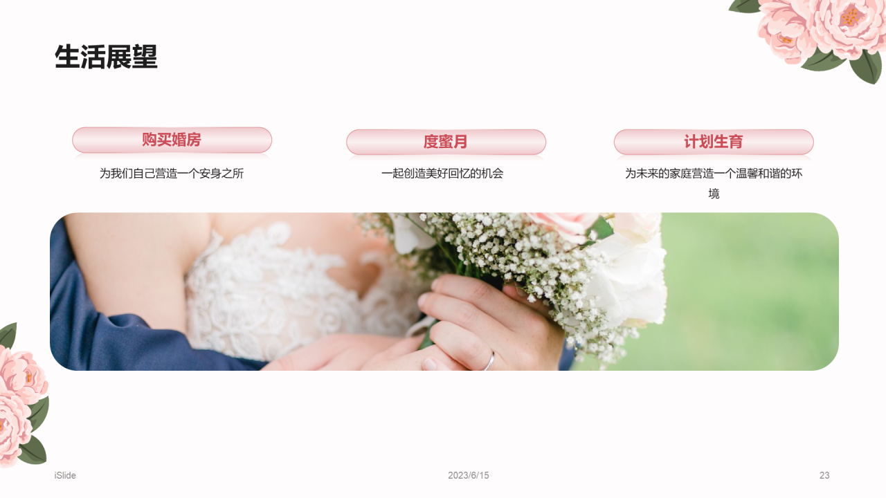 粉色简约婚礼庆典介绍市场营销PPT模板